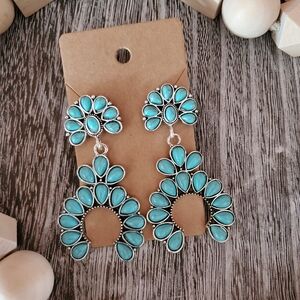 New Turquoise Silver Statement Earrings